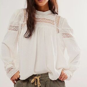 NWT Free People It Takes Two Lace Long Sleeve Top